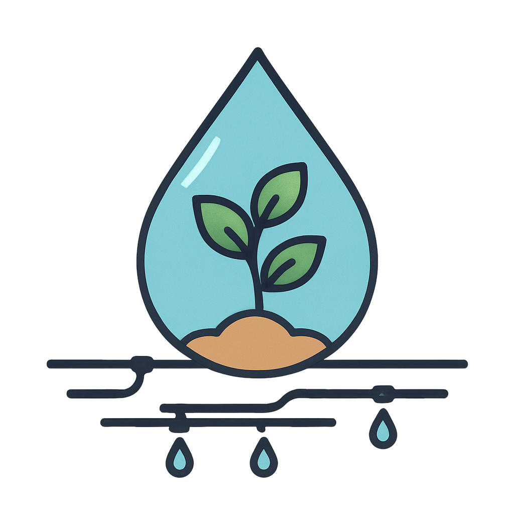 Sistema de irrigação em funcionamento